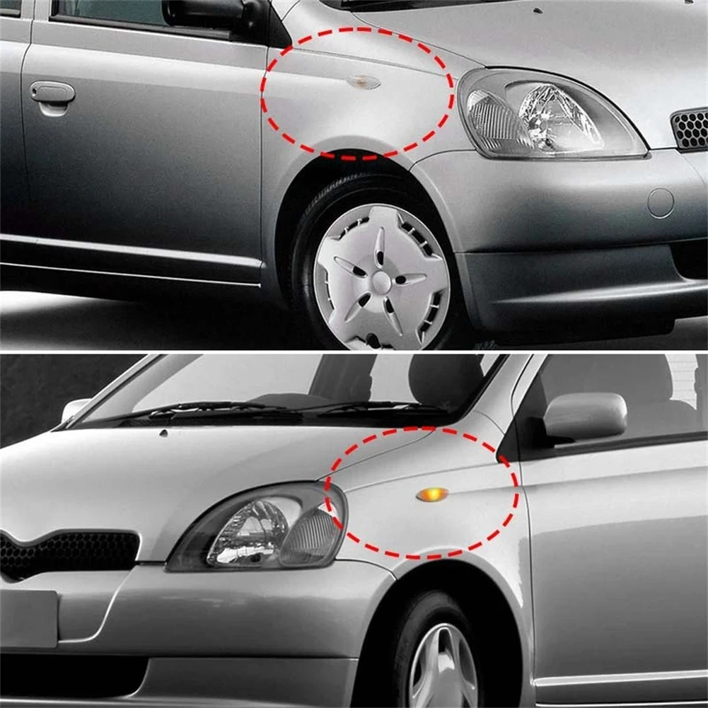 Left and Right Clear Side Indicator Repeater Lights for Toyota For Yaris 1999 through 2005 Fits Factory Mounting Points