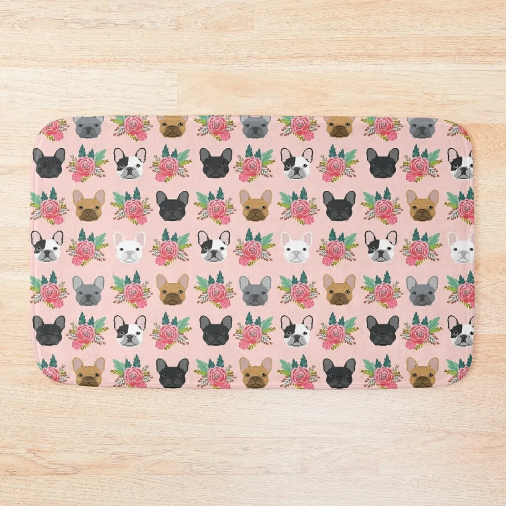 

French Bulldog faces pattern pink cute dogs Bath Mat Bathroom Rugs And Set Non-Slip Shower Mat