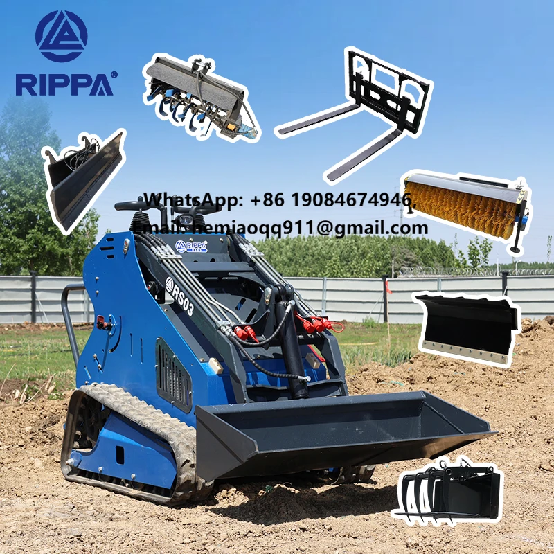 RIPPA CE EPA Crawler Loader Skid Steer Diesel Hydraulic Mini Skid Steer Loader Road Construction Crawler Skid Steer Loader