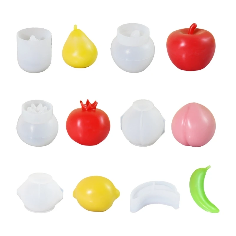 

6Pcs Banana Pear Peach Lemon Fruit Molds for Candle, Soap, Decoration