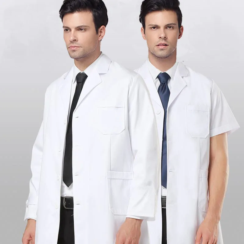 Unisex White Lab Coat for Food Factory Pharmacy Student Doctor Nurse Protective Work Clothes