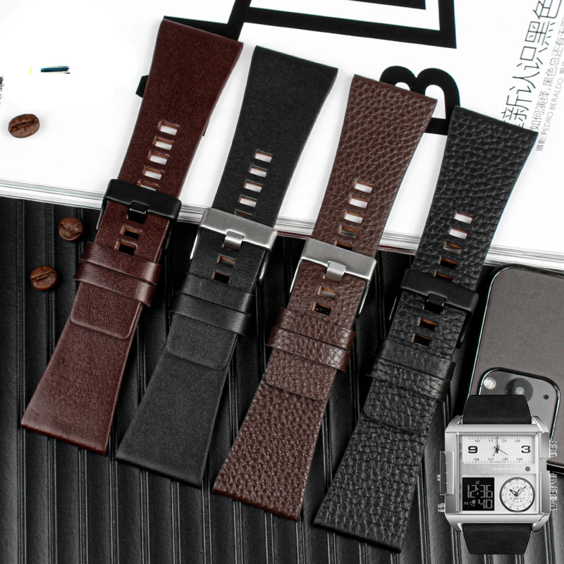 High-end Genuine Leather Watchband for Diesel Watch Friday Series Dz4323 Dz4318 Dz4329 Cowhide Waterproof Strap 24 26 28 30 32mm