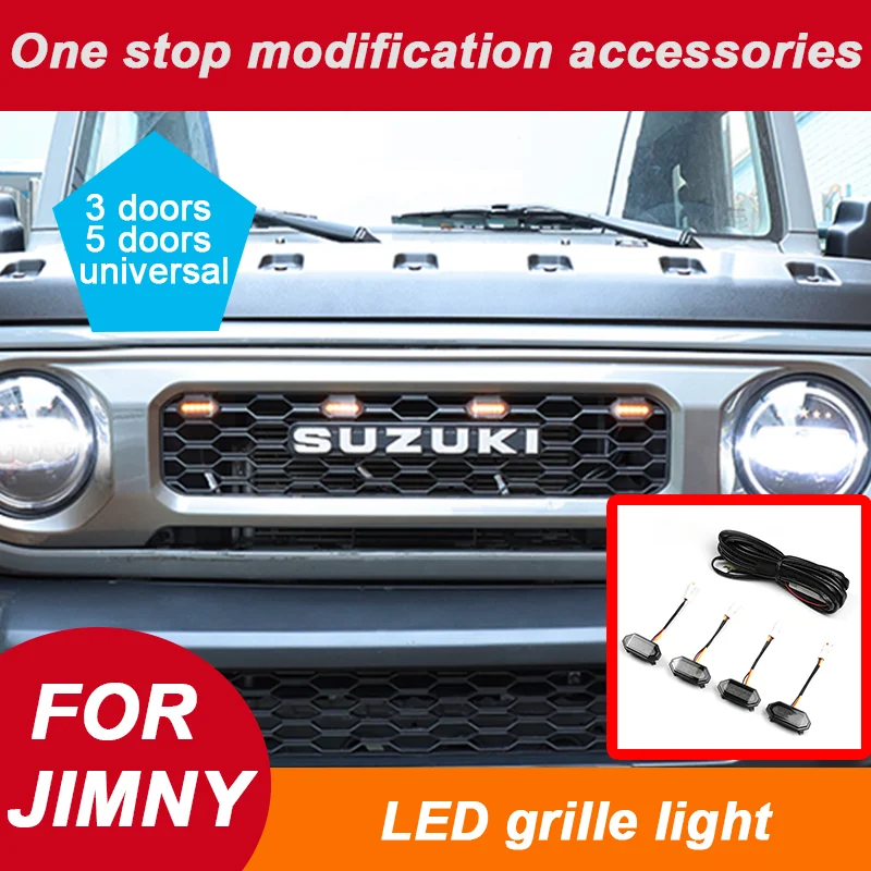 

4pcs/set Front Grille Lights For Suzuki Jimny JB64 Sierra JB74W 2019 2025 LED Lamps White/Amber Decorative Lights compatible