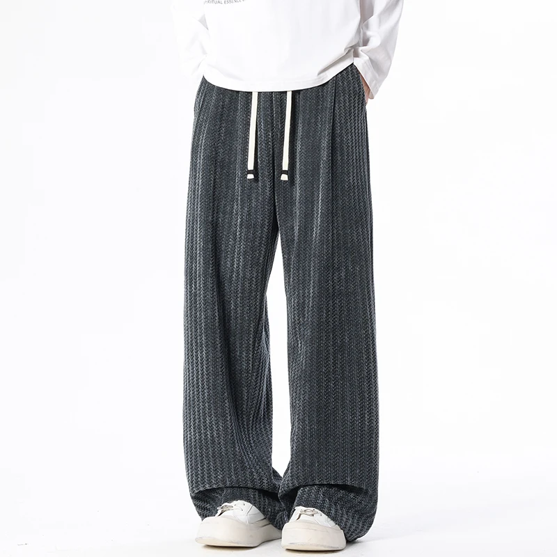 

Ретро-японские уличные брюки свободного кроя с эластичным поясом и широкими штанинами, повседневные, из полиэстера, с цветной завязкой на талии