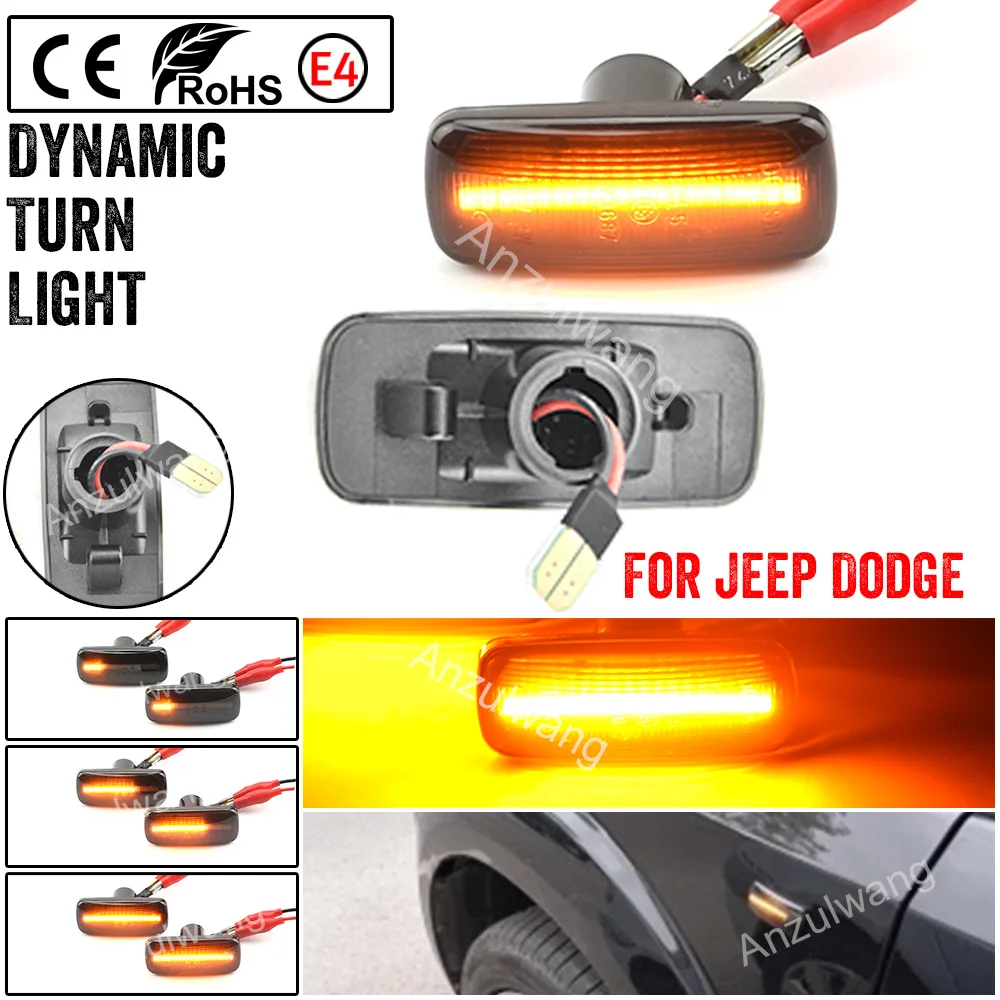 2PCS No Fault Dynamic LED Side Marker Turn Signal Lamp Fits Jeep Liberty Patriot Compass Commander Dodge Charger Avenger