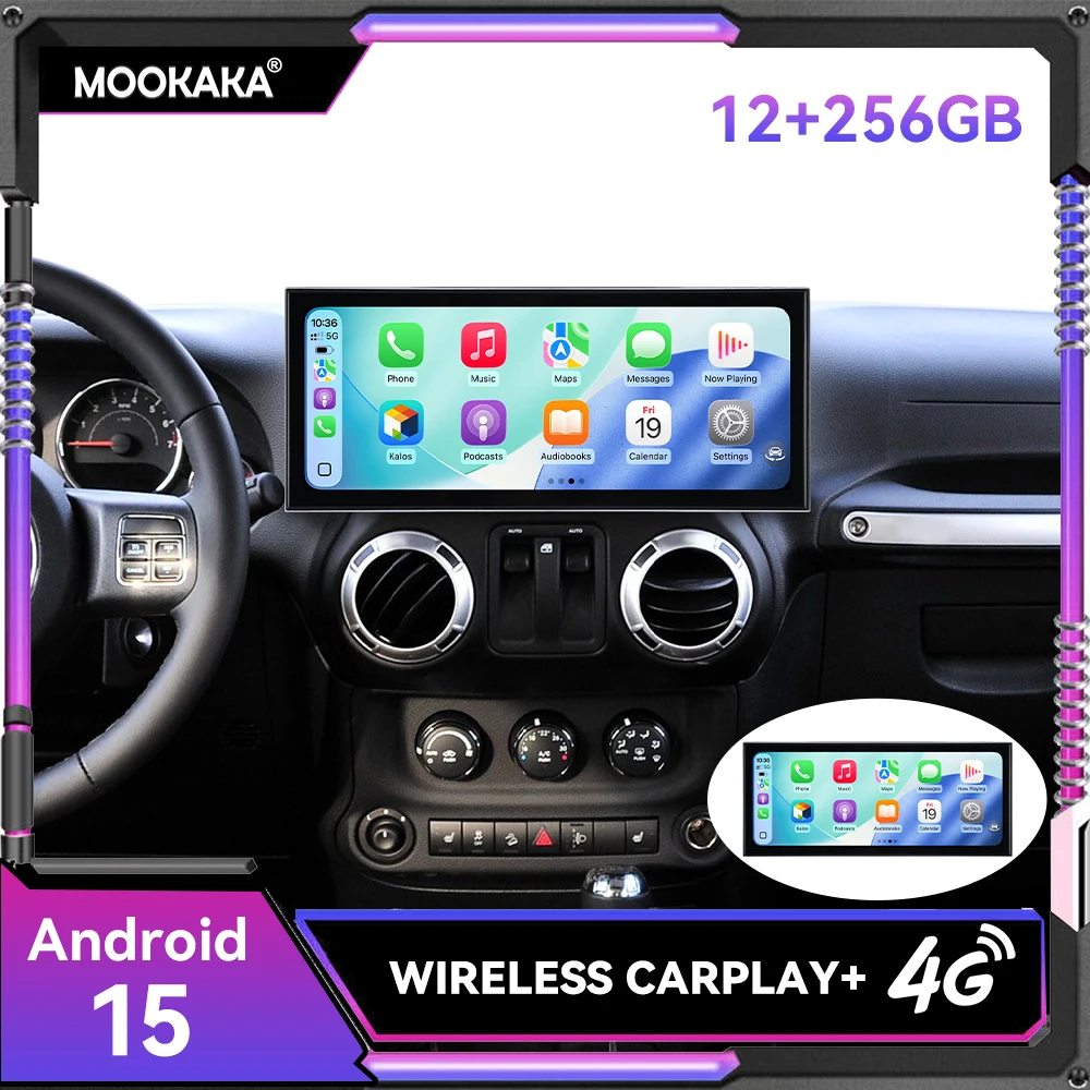 15.8 inch Screen Car Radio For Jeep Wrangler jl 2011 - 2017 CarPlay Android 15.0 Stereo Auto Multimedia Player HeadUnit DSP Navi