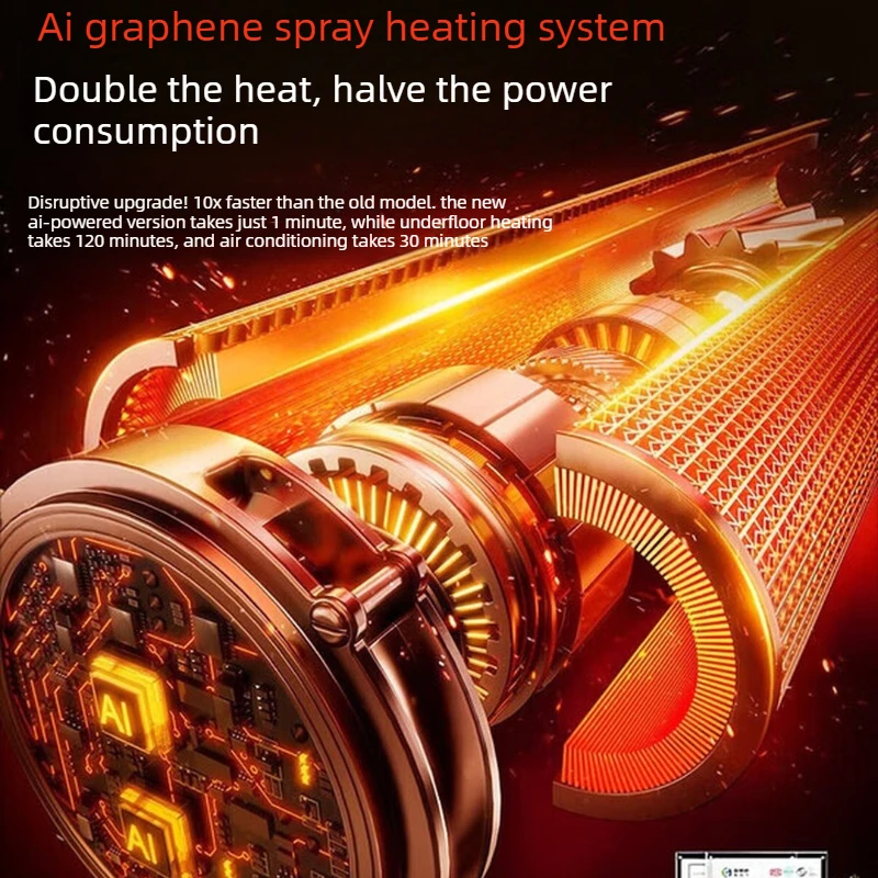 Graphene Space Heater with Humidifier, Electric Fan Heater with 3D Flame Effect for Home Warm-Air Heating