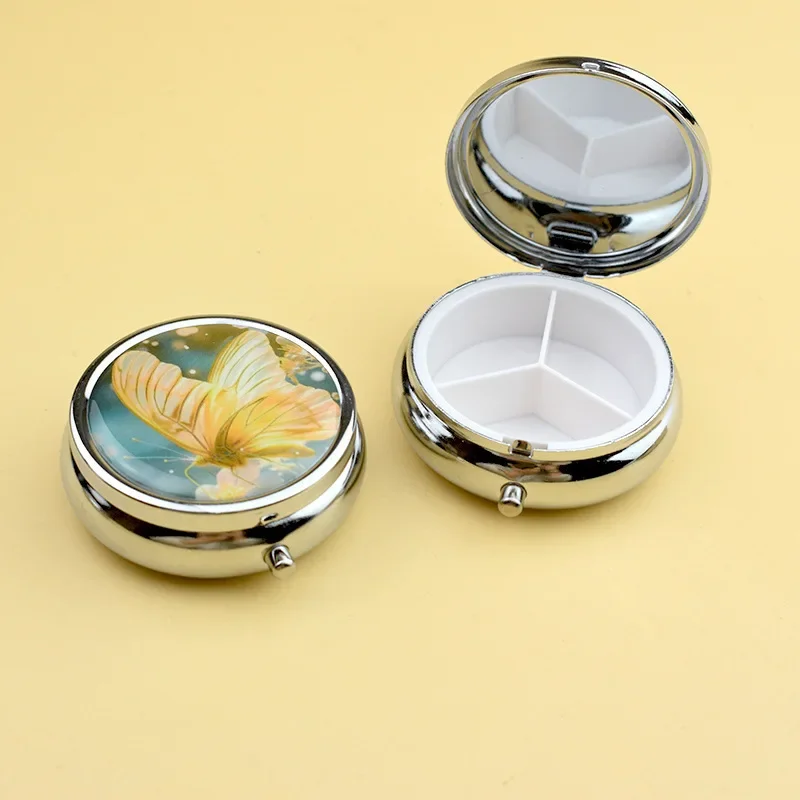 1PC Portable Travel Essential Pill Splitters Pill Case Container for Medicines Organizer Metal Compartmentalized Storage Box