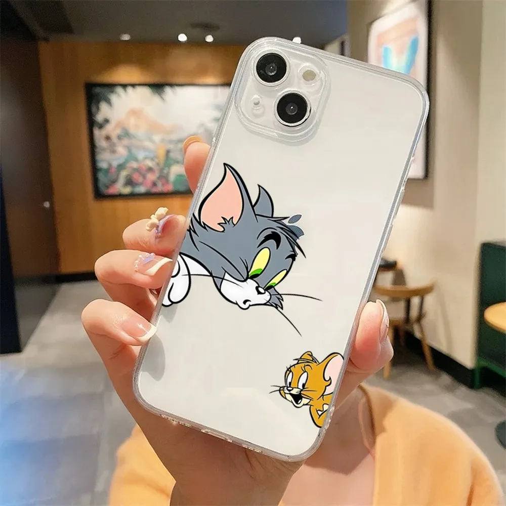 Movie Funny T-Tom And J-jerry Phone Case For Iphone 16 15 11 13 14 Pro Max 7 8 Plus X Xr Xs Max Se2020 12mini Transparent Cover