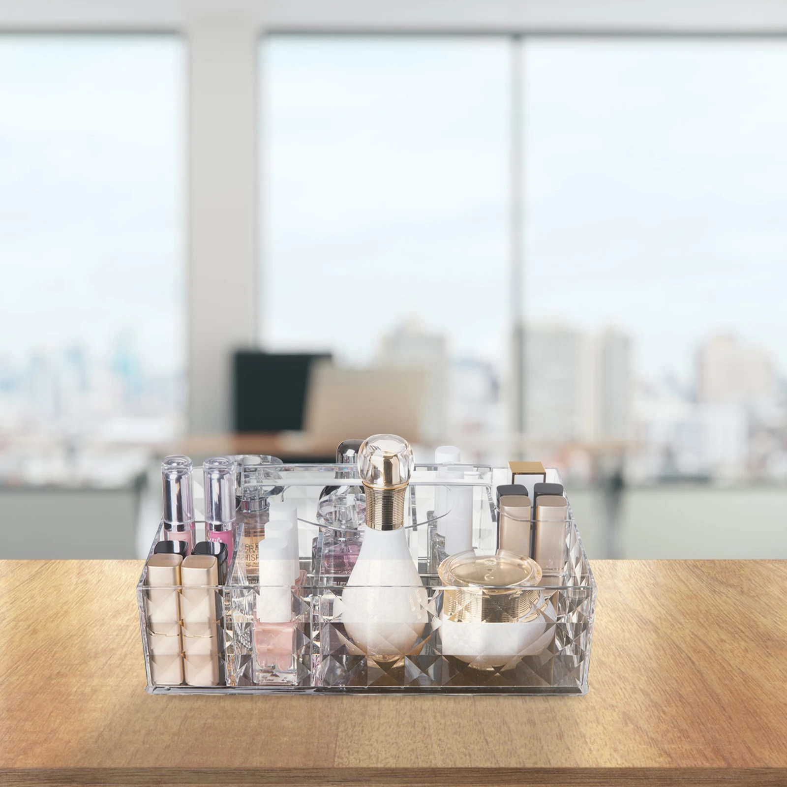 

Plastic Box Makeup Holder Desktop ganizer Tidy Container Storage Box Case Durable Multi Grid