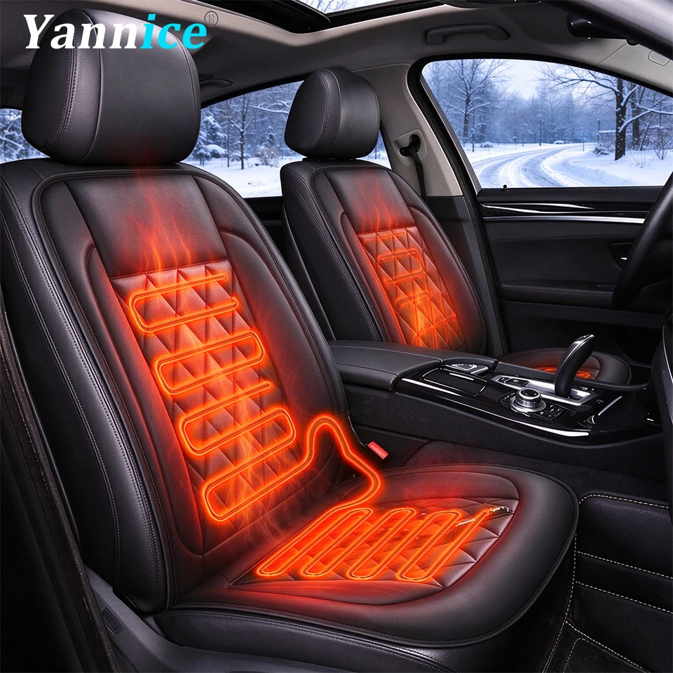 Yannice 12V Winter Heating Car Seat Cushion Fast Heated Household Cushion Keep Warm Car Seat Cover Universal Heated Seat Cushion