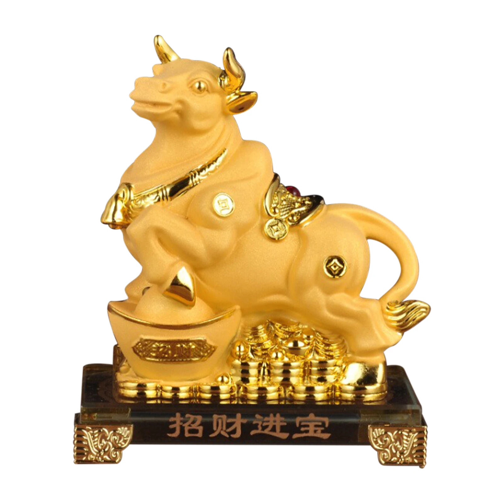 Desktop 2021 Handcraft Chinese Zodiac Gift Golden Resin OX Year Easy Clean Luck Wealth Collectible Figurine Office Celebrate