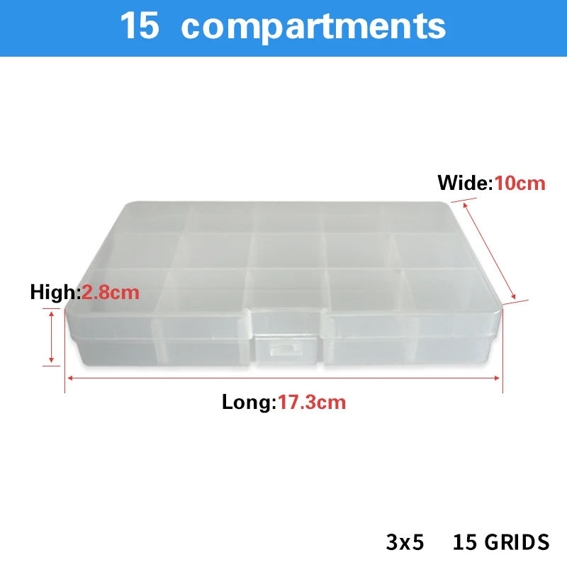 Caja contenedora de plástico transparente, organizador ajustable para Botón de joyería, Hardware, tornillo, caja desmontable