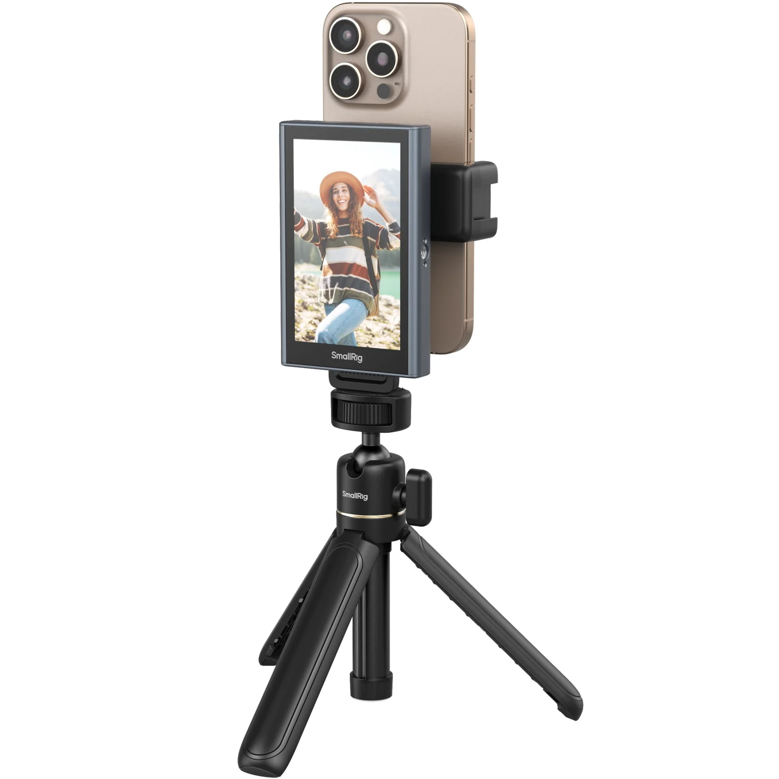 SmallRig Drahtloser Video-Selfie-Monitor-Bildschirm, Telefon-Vlog-Kit für iPhone 17, Sync-Rückkamera mit magnetischer Telefonhalter-Clip-Fernbedienung