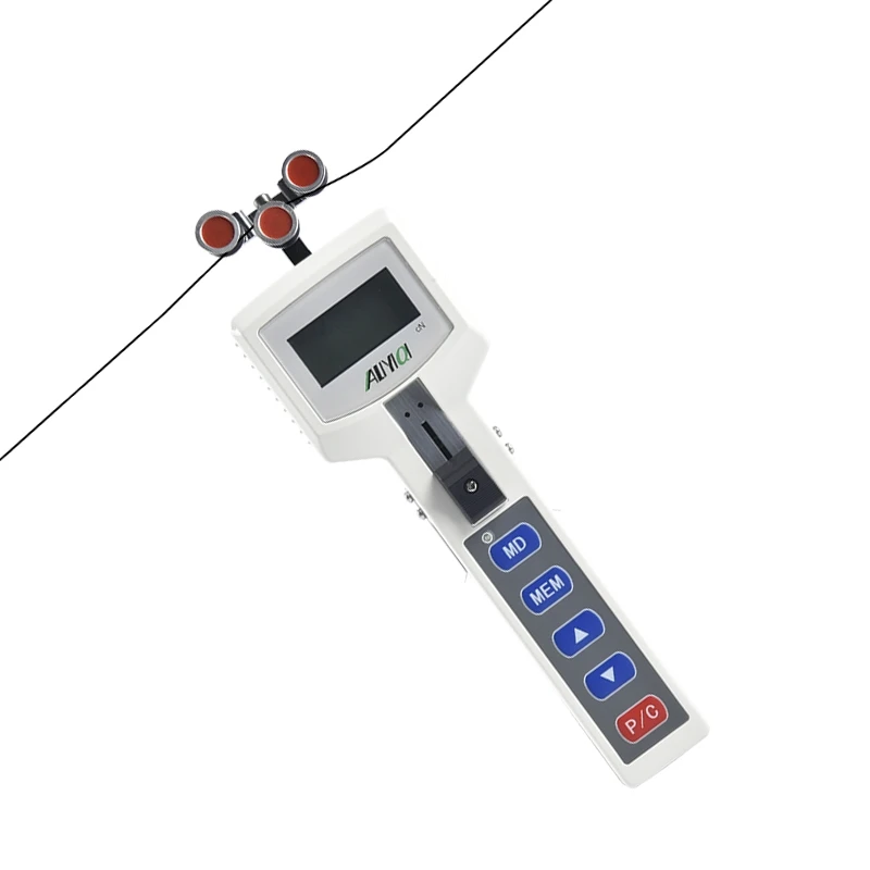 

Portable digital tension meter for wire, carbon fiber, optical fiber, etc