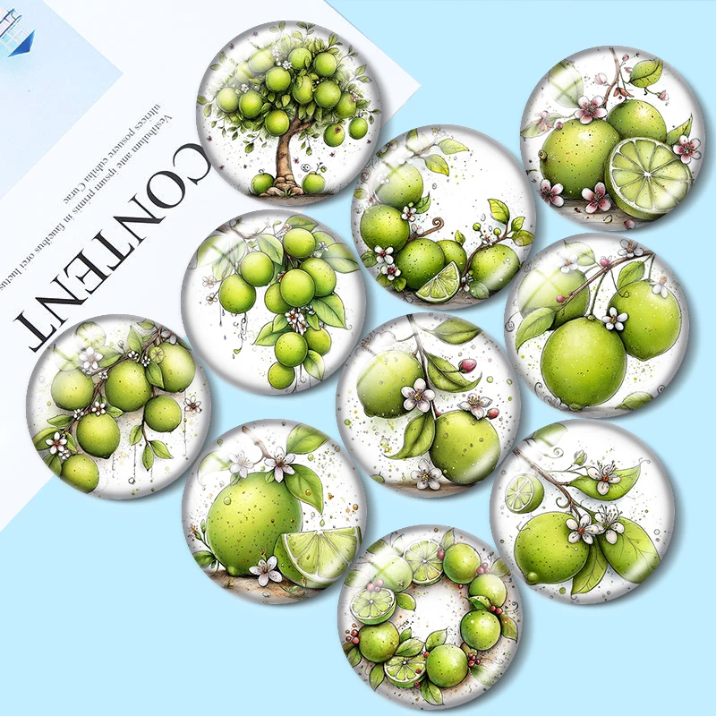 Cabujones de vidrio en acuarela color lima de 12/18/20/25mm para pulseras, colgantes, anillos, pendientes y accesorios de joyería