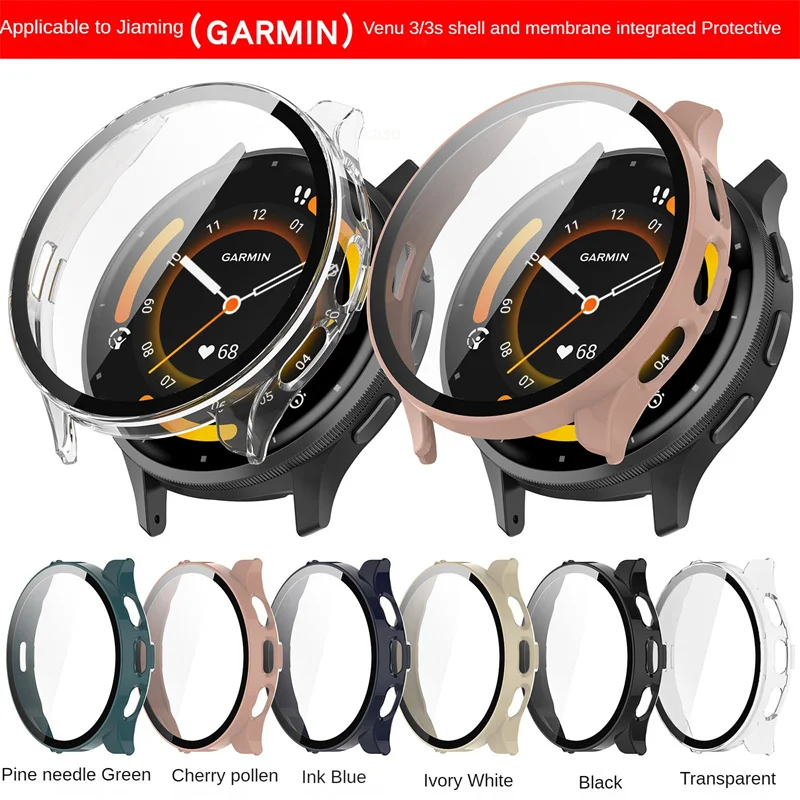 For Garmin Venu3/Venu3S Full Protective Hard PC Bumper With Tempered Glass Screen Protector Ultra-Thin Protective Cover