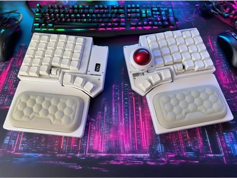 

CCK-BALL Split Keyboard Crosses Dual Knobs Adjustable ZMK Vial Mechanical Keyboard Kit Wireless Bluetooth Trackball Game Teclado