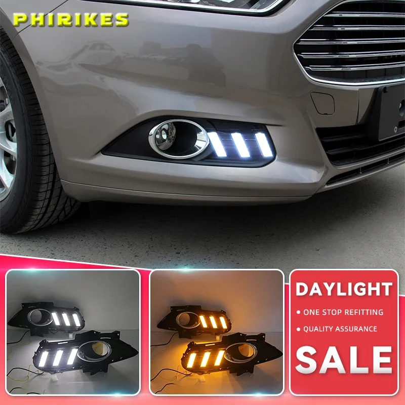

1 комплект для Ford Mondeo Fusion 2013 2014 2015 2016 желтое реле указателя поворота водонепроницаемая автомобильная лампа DRL светодиодные дневные ходовые огни