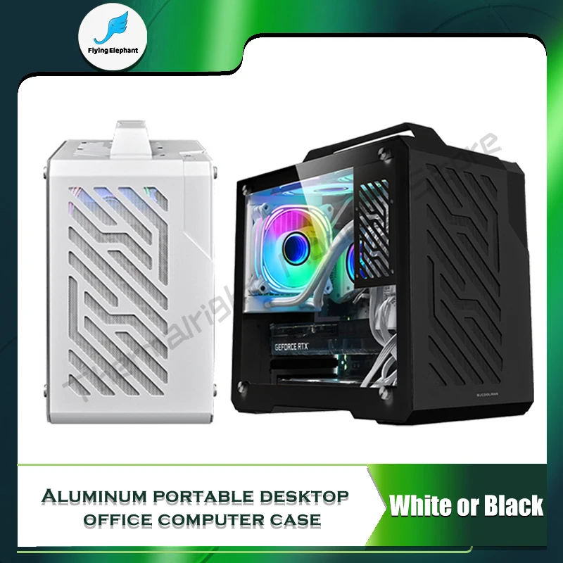 

Gamer PC Case MATX Portable Side-Glass Support M-ATX/ ITX Mobo/ 30S Cards /240 AIO Water Cooling / SFX PSU