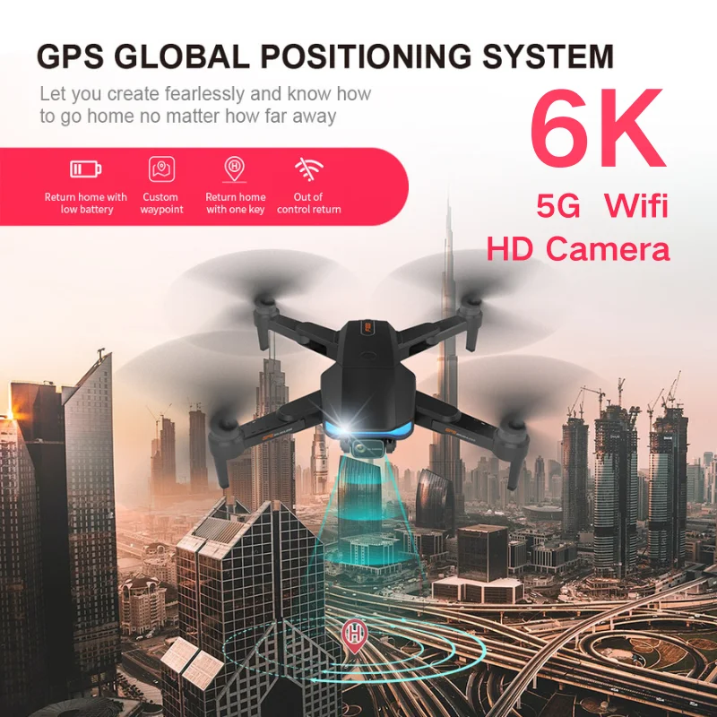 GPS Drone with 6K Camera ESC 5G WiFi Transmission Brushless Motor Professional Drone Aerial Optical Foldable Quadcopter