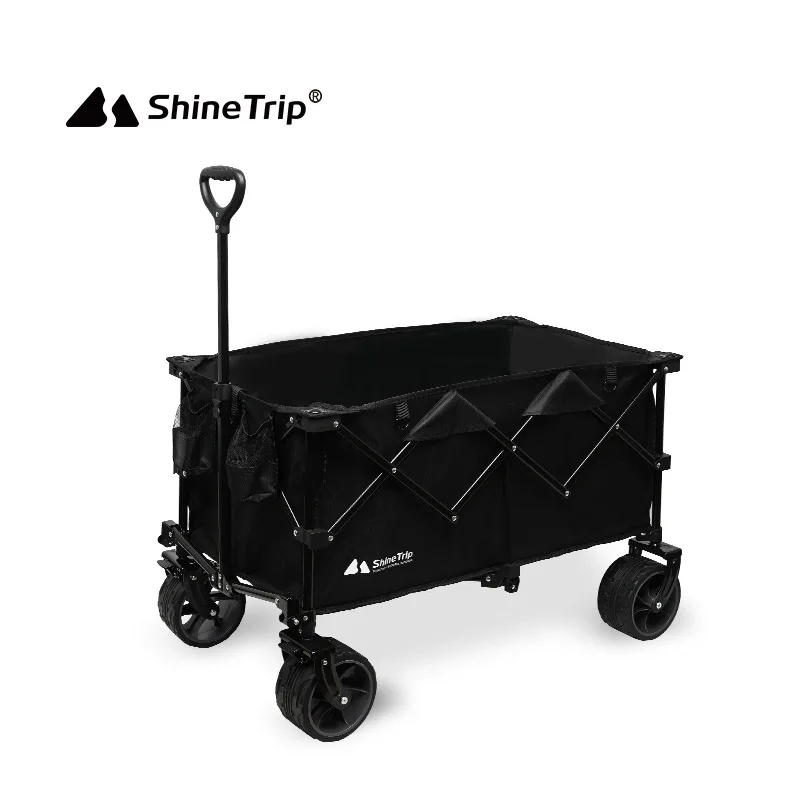 Outdoor Camping Trolley ShineTrip Foldable 200L Large-capacity Steel Pipe Bracket Picnic Camp Car Push-pull Integrated Trolley