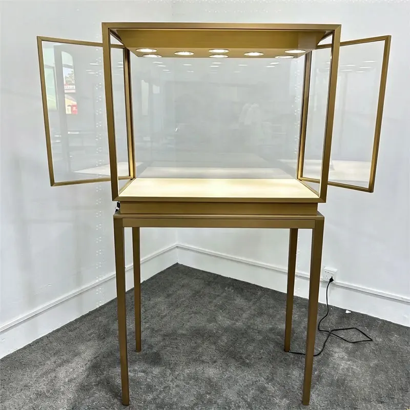 Jewelry Display High Cabinet Jewelry Pendant Display Standing Cabinet Stainless Steel Glass Showcase