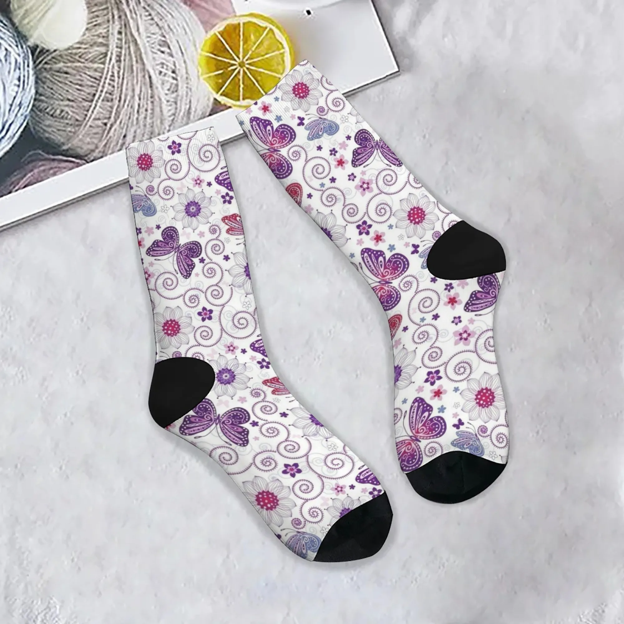 

Романтические носки с принтом бабочки, новинка унисекс, Harajuku, ретро, уличные носки в стиле хип-хоп, дышащие нескользящие носки, забавный подарок для вечеринки