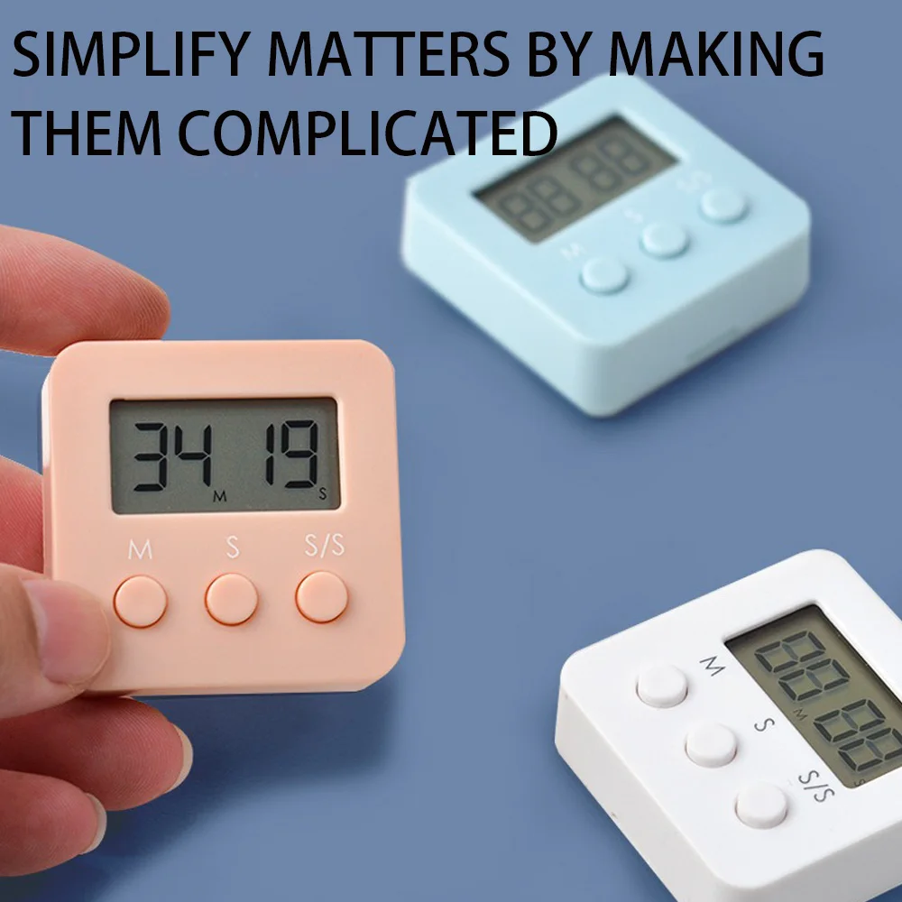 Digital LCD kitchen timer with on/off switch, mute and loud alarm, 24-hour clock, children, teachers, kitchen