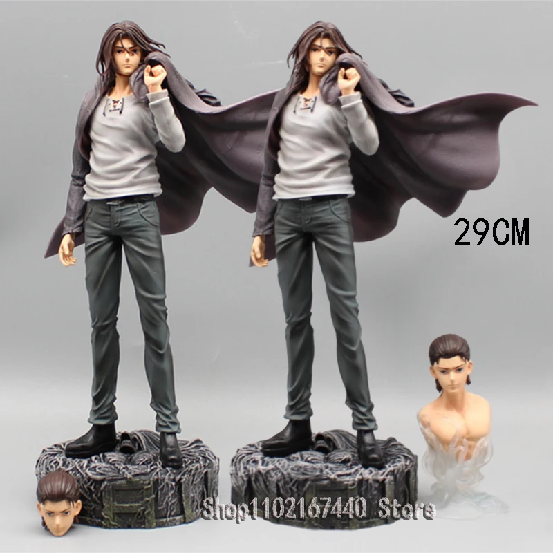 29cm Anime Attack on Titan Figure Eren Figure Yeager GK Statue Eren Jaeger Figura Hot Double-headed Model PVC Collectible Toys