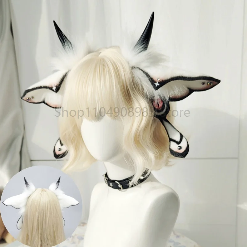 

Furry Anime Simulation Fantasy Creatures Ear Fursuit Headband Charm Animal Moth Ears Headwear Cosplay Props