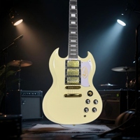 Free Shipping Milk Yellow SG Electric Guitar Rosewood Fingerboard Mahogany Body with Round Headed Silk 3H Pickups