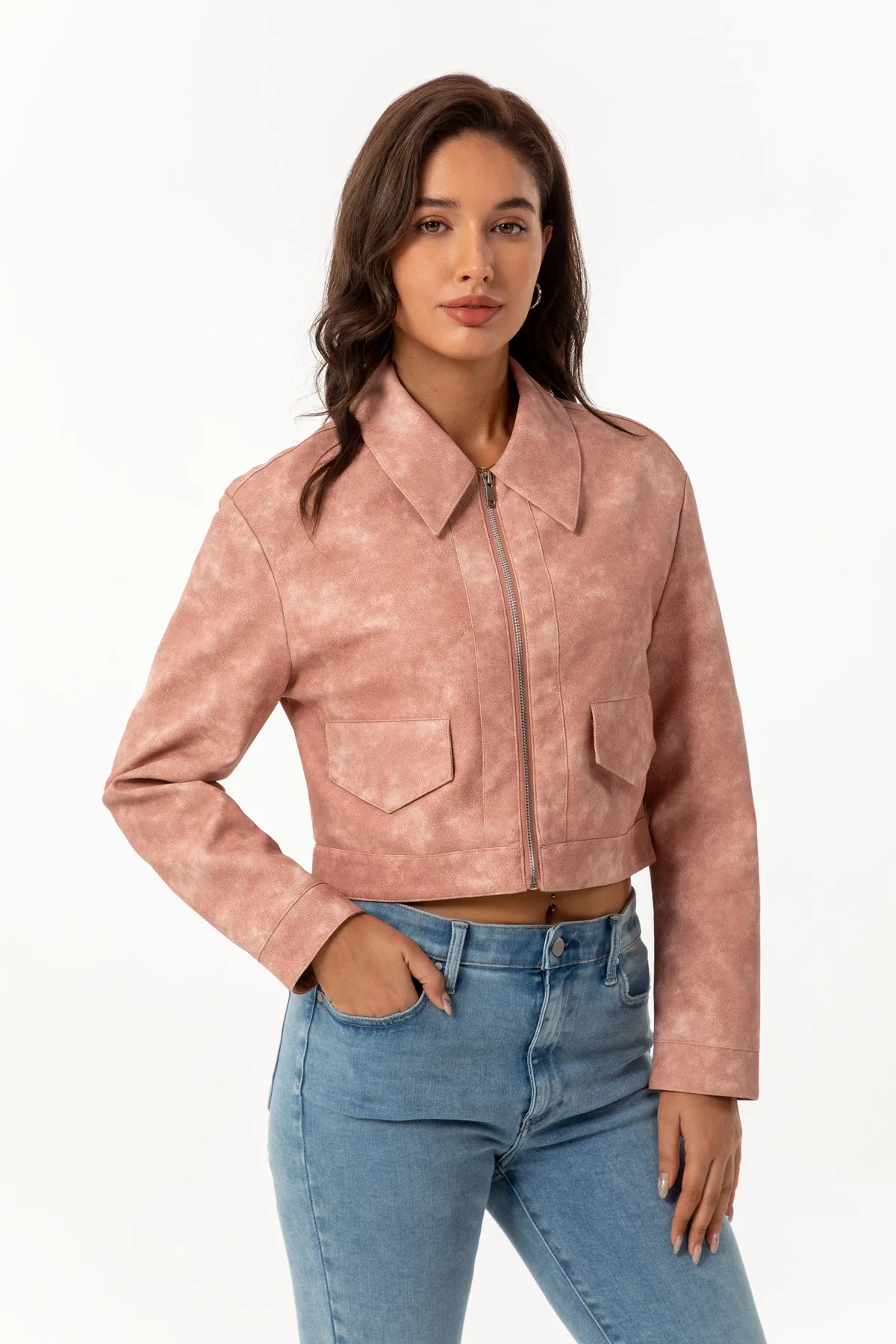 Spring and Autumn New Thin Leather Coat Long sleeved Casual Women's Coat Fashion Short Motorcycle Zipper Leather Jacket