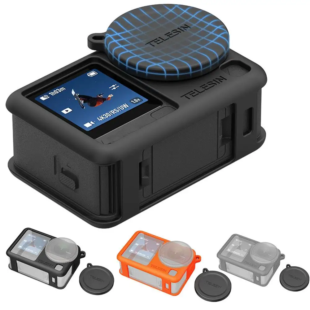 حافظة من السيليكون الناعم لـ dji OSMO Action 6 مع غطاء عدسة مضاد للخسارة كاميرا الحبل غطاء حماية مقاوم للسقوط لـ dji Action S8I6 #1