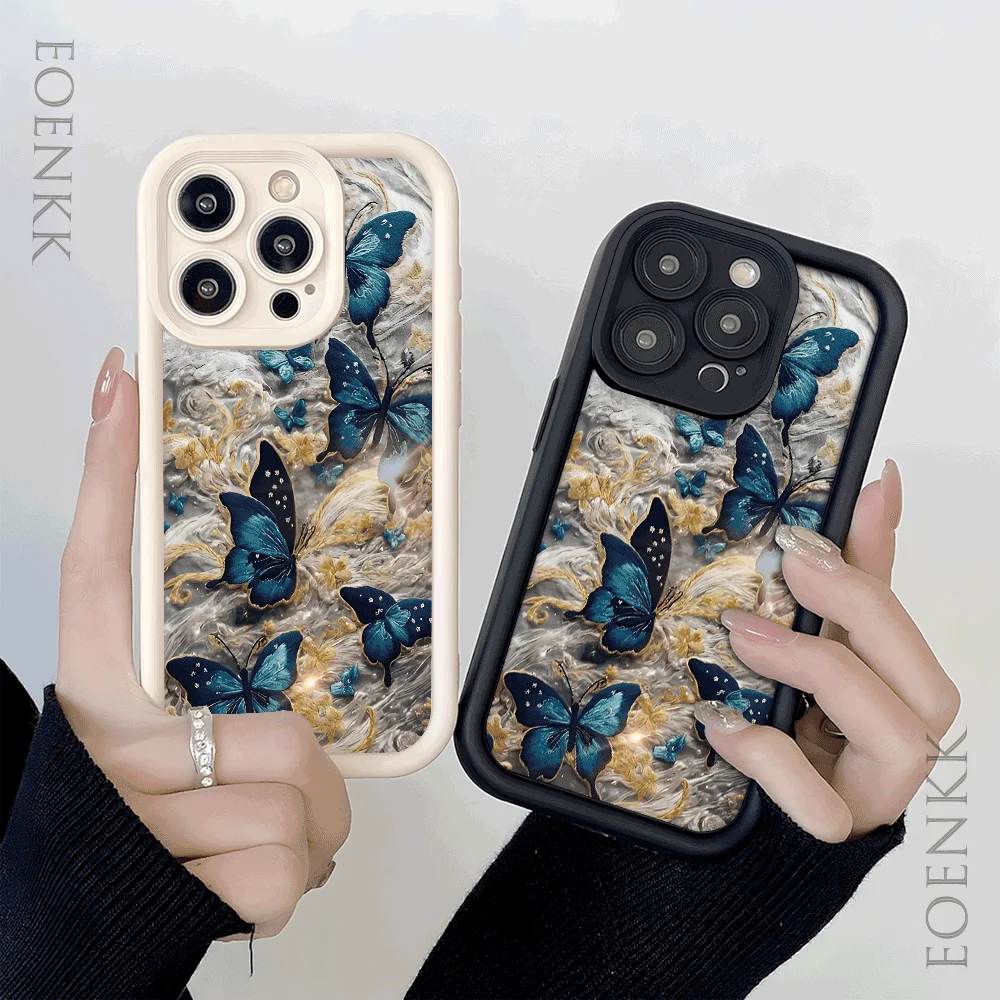 High Order Butterfly Pattern Phone Case for IPhone 11 12 13 14 15 16 Pro Max XS XR X 7 8 14 15 16 Plus 12 13Mini Soft Back Cover