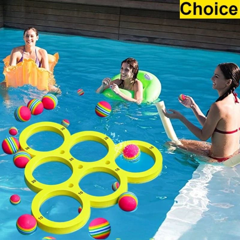 

Игрушки для бассейна, игры для метания плавающего бассейна, летние аксессуары для игрушек для бассейна/пляжа с 12 красочными шариками для бросания