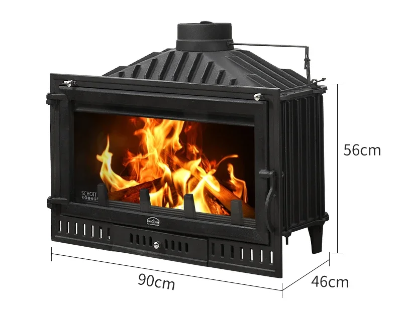 Heating cast iron furnace 90cm large embedded fireplace power 20KW