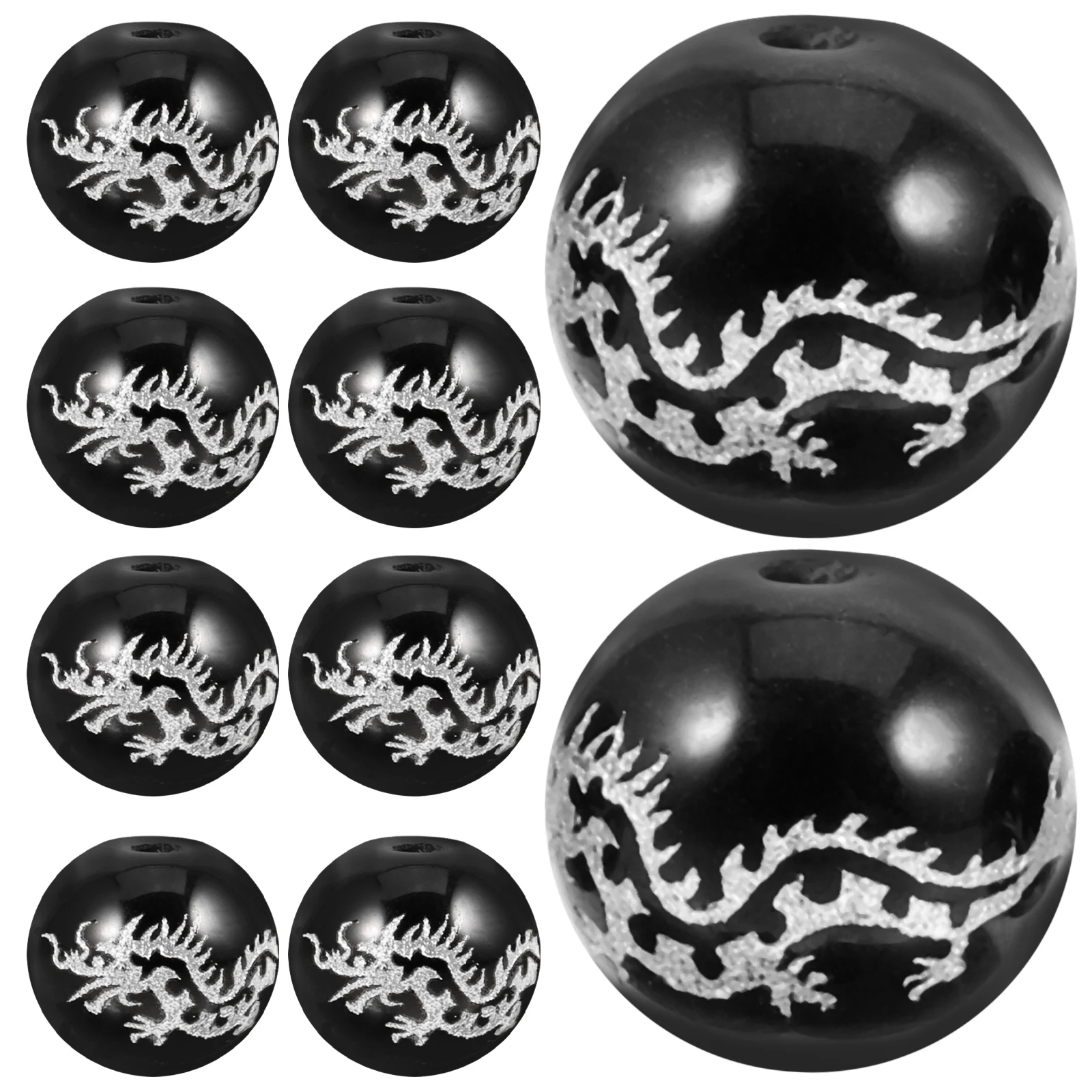 

39pcs Bronzed Dragon Beads Agate Gemstone Round DIY Craft Accessories Lightweight Durable Hole Easy Hang Colored Small Spacer