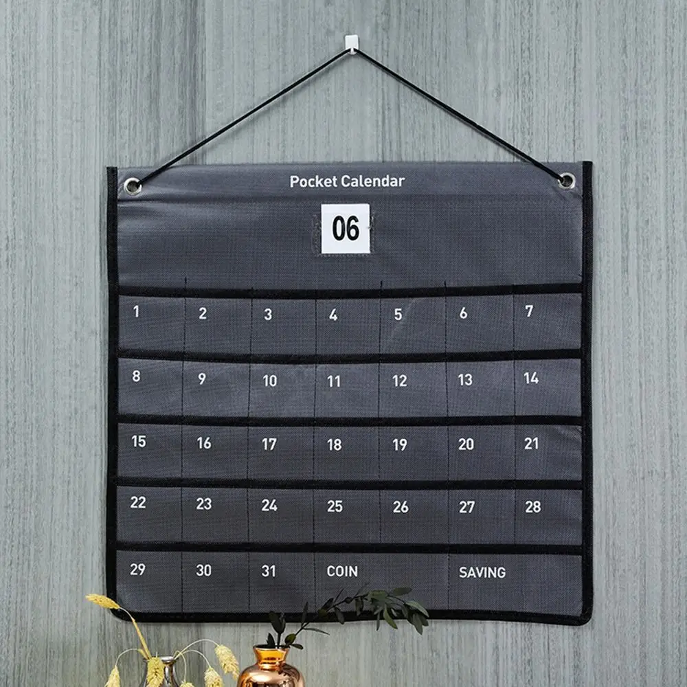 Nonwoven Fabric Monthly Money-saving Calendar with Banknote Slots Wall Hanging Wall Storage Bag with Calendar