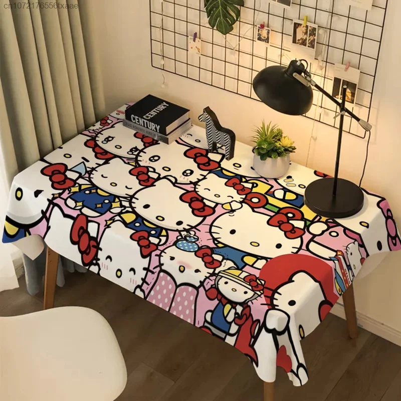 Sanrio Hello Kitty Cute Table Cloth Room Dormitory Aesthetic Dust Cover Cloth Japanese Style Bedroom Decoraton Party Backcloth﻿