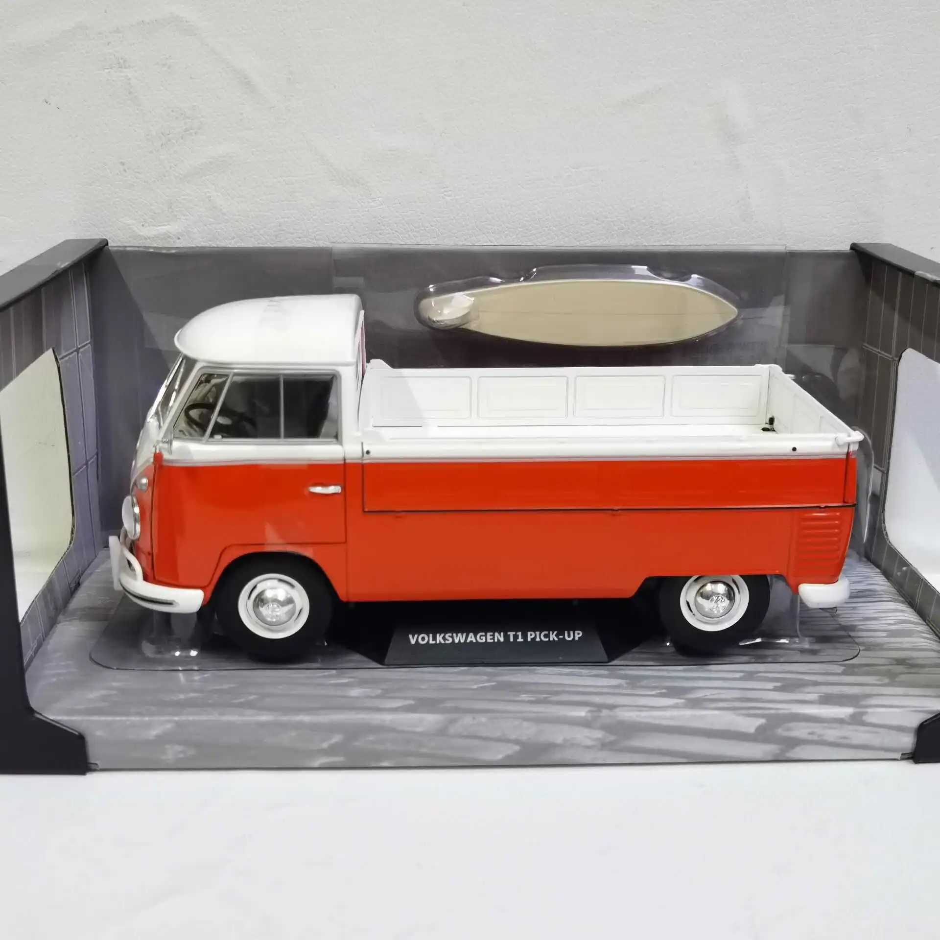 Diecast solido s escala 1:18 vw t1 1950 captador liga modelo de carro brinquedo colecionável presente lembrança exibição ornamento