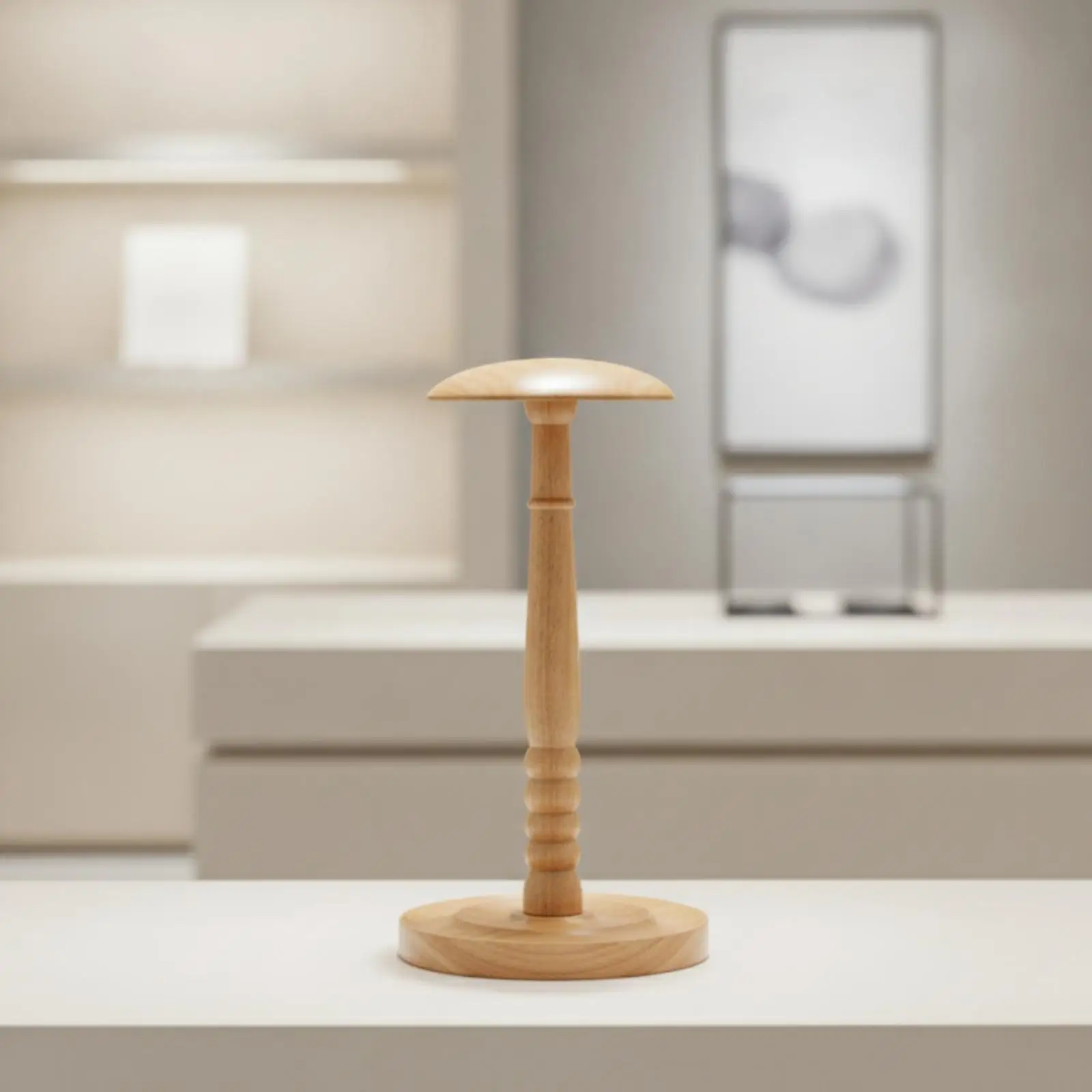 Hat Display Stand Wooden Tabletop Hat Rack with Decorative Turned Post for Hat Storage in Clothing Shop and Dressing Area