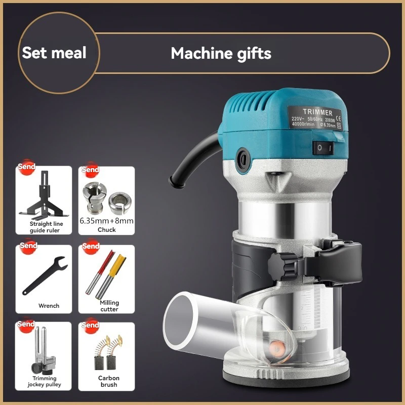 2000W Router Wood Electric Trimmer Woodworking Milling Machine Hand Trimmers Wood Edge Router 40000RPM Home DIY Tools
