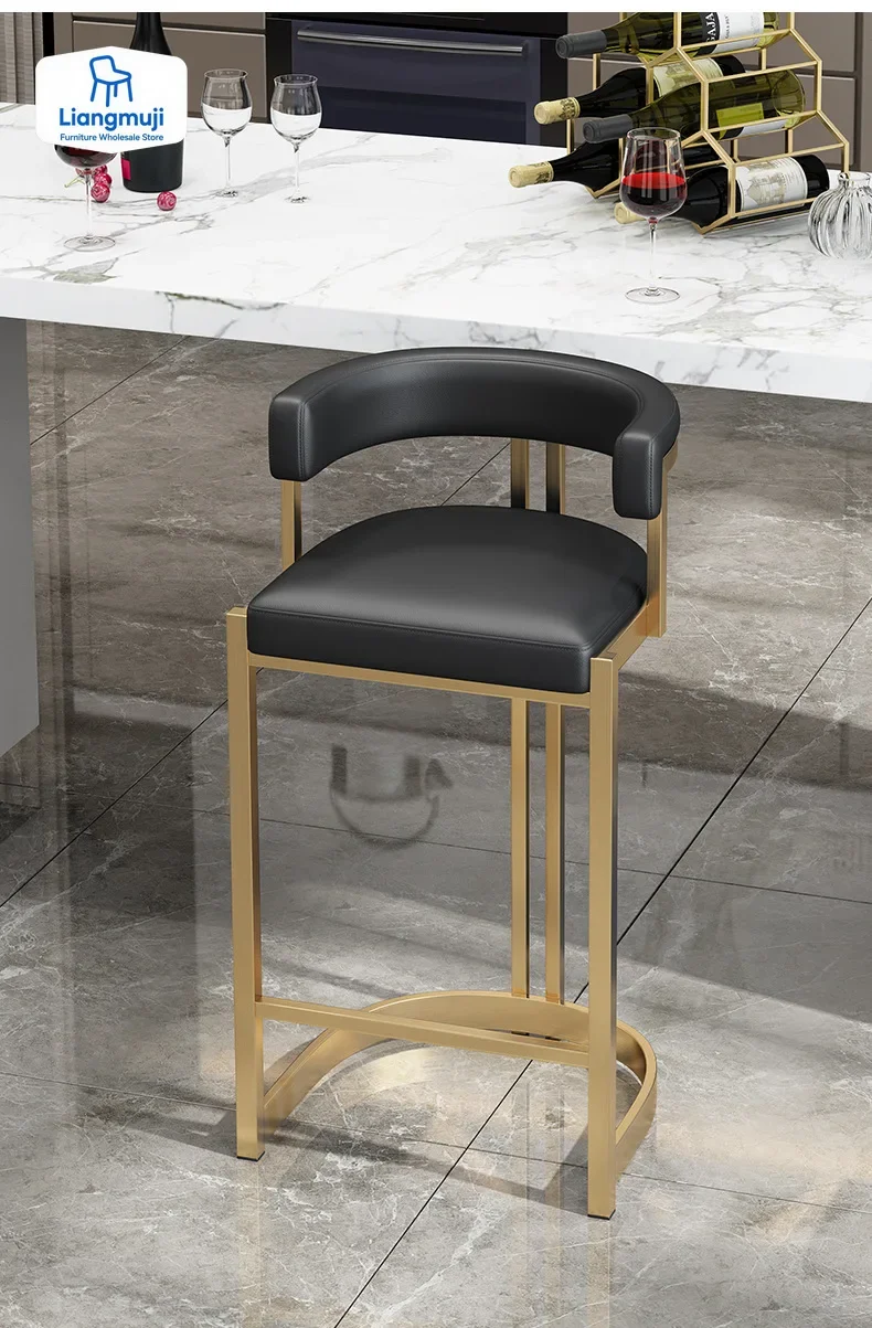 

Роскошные барные стулья в скандинавском стиле, золотые, эргономичные, с высокой спинкой, промышленные, современные, для стойки ресепшн, мебель для бара