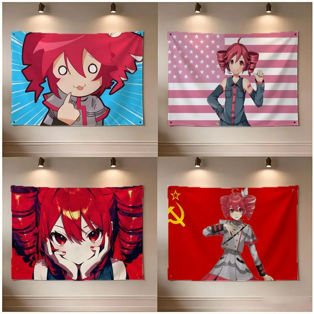 Vocaloid Character Kasane Teto Flags Borderless Four Ring Ornament Indoor Outdoor Decoration Quick Hang Install