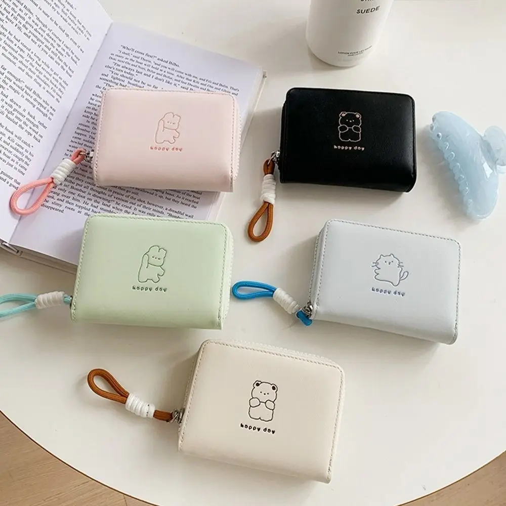 

Cute Kawaii Women Wallet Short Cartoon Student Fold Card Holder Pu Leather Bear Rabbit Cat Coin Purse Ladies