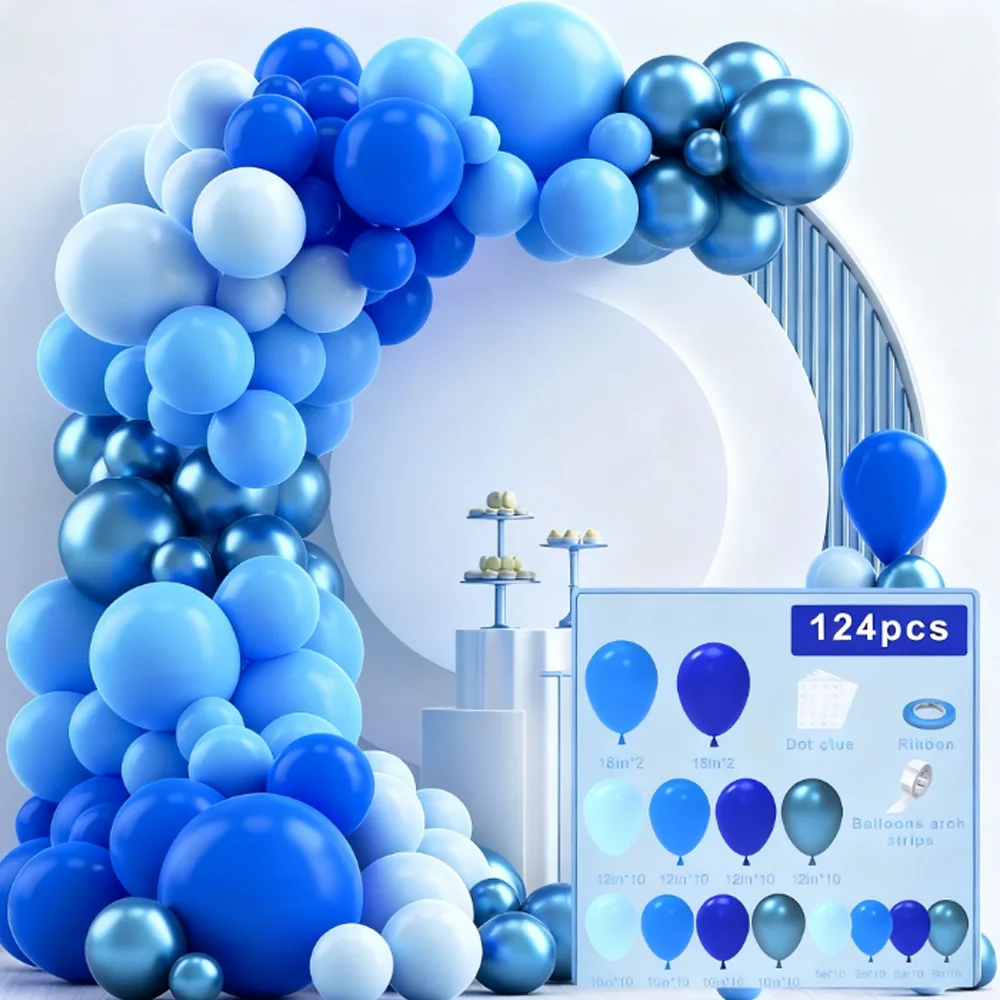 

Party Balloons Set Blue Balloon Garland Arch Kit for Birthday Party, Anniversary and Wedding Photo Backdrop Decorations