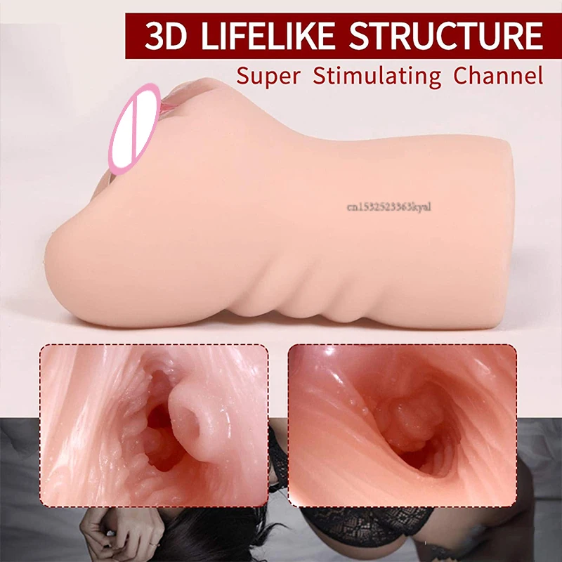 18+ Realistic Silicone Vagina Pocket Pussy Male Masturbator Sucking Cup Oral Real Anal Erotic Adult Sex Toys for man Sex Product