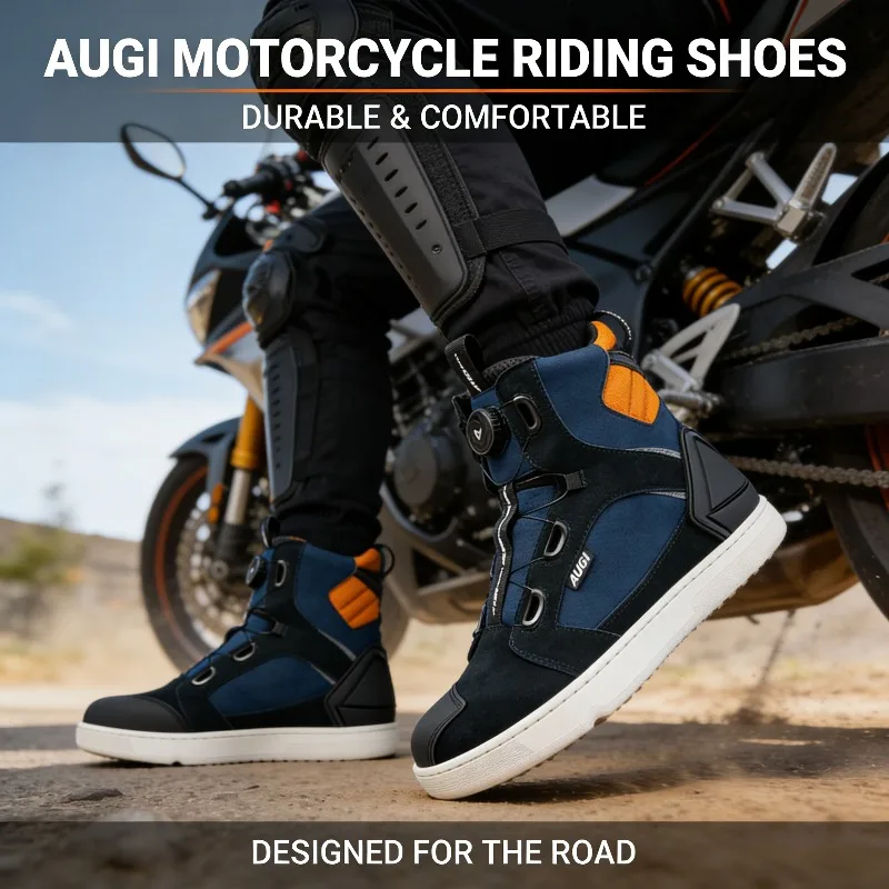 

Повседневная мотоциклетная обувь, мужские защитные ботинки с защитой от падения, всесезонные кроссовки для езды на мотоцикле, байкерская экипировка с нескользящей подошвой