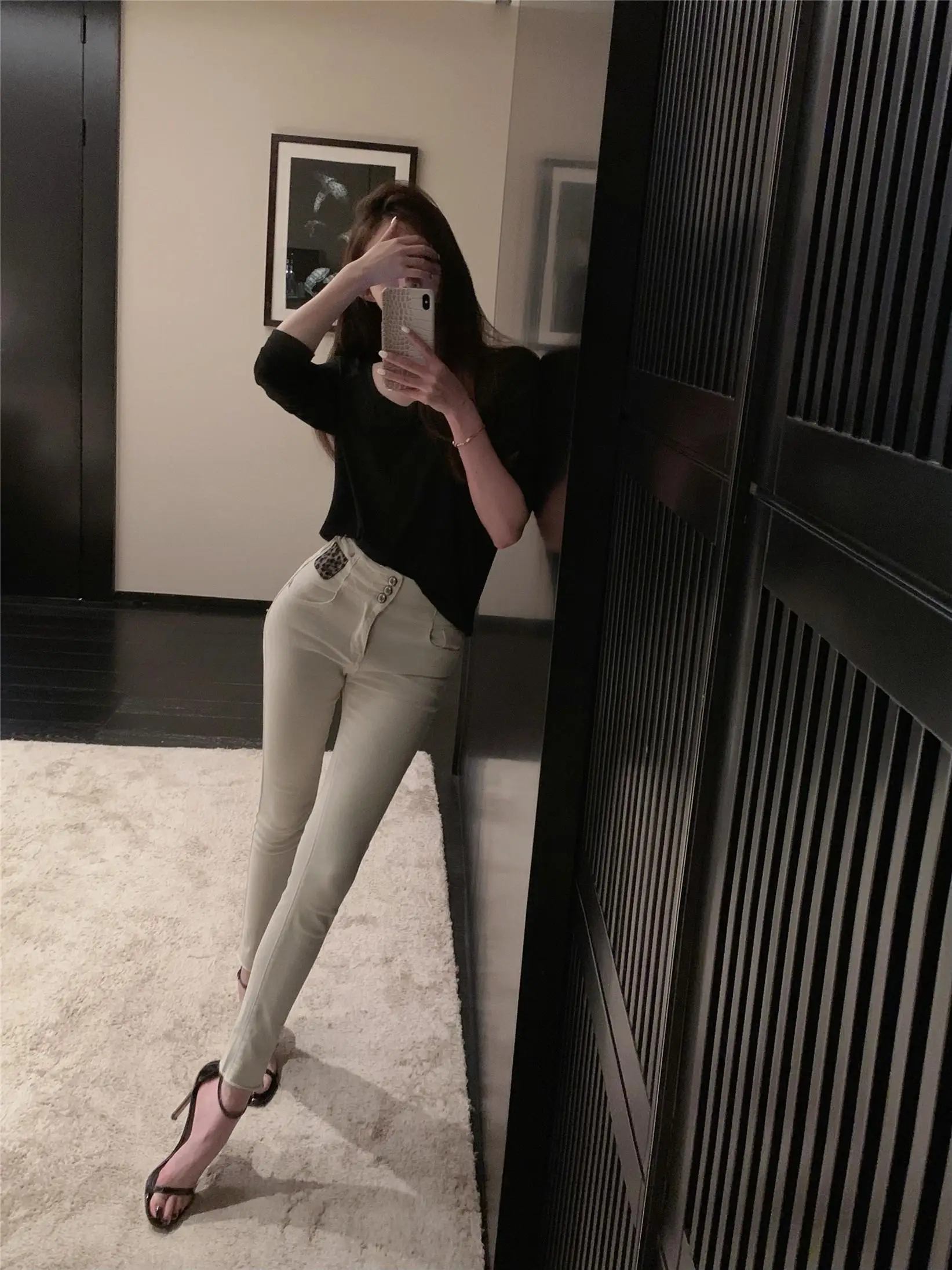 

Women's High Waist Fce Lined Skinny Jeans Elastic Slim Fit Bootcut Pencil Pants Casual Sle Autumn Winter Faion